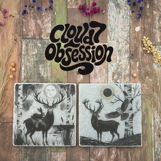 2 Moonlit Stag Coasters