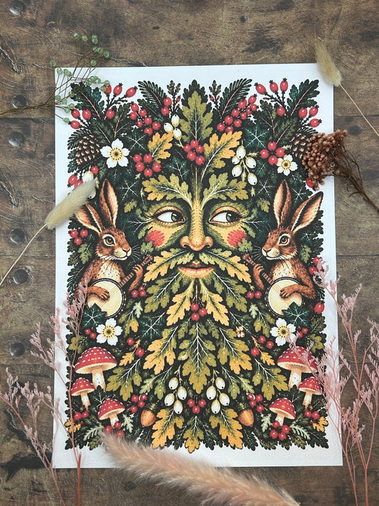 Banjo Hares Green Man print