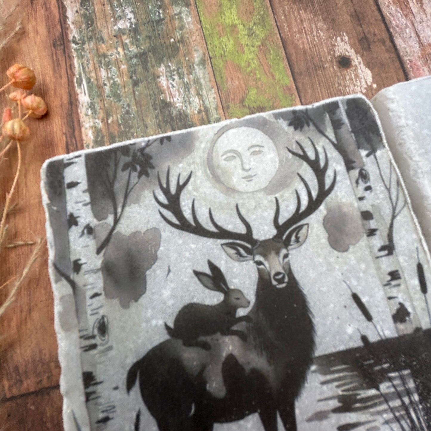 2 Moonlit Stag Coasters