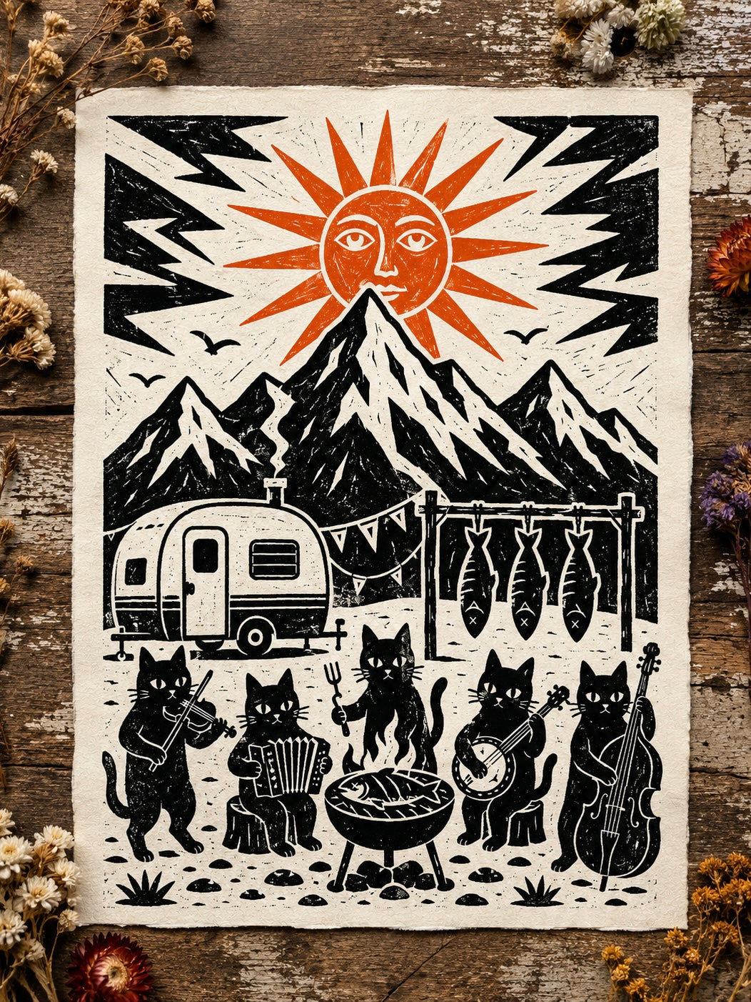 Mountain Folk Cats Print