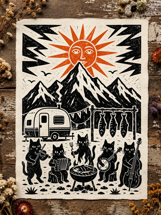Mountain Folk Cats Print