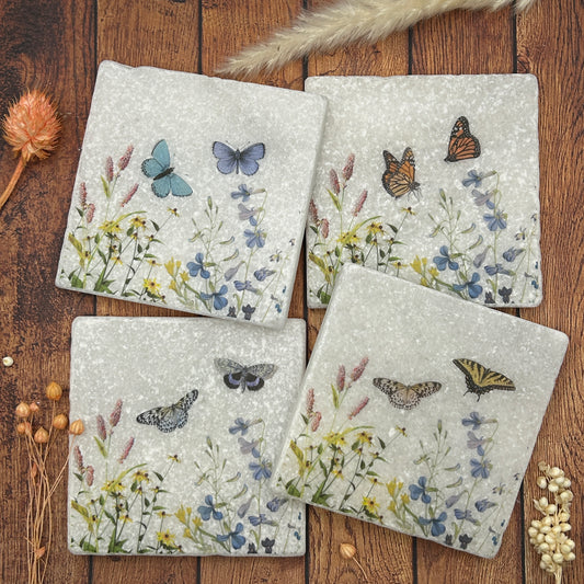 Wildflower Butterfly Coasters