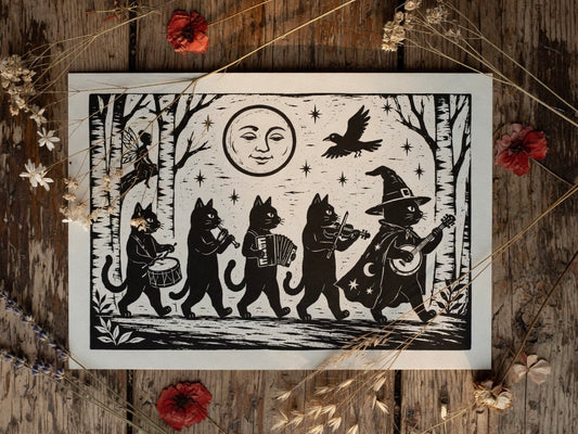 Witchy Cat Parade Print