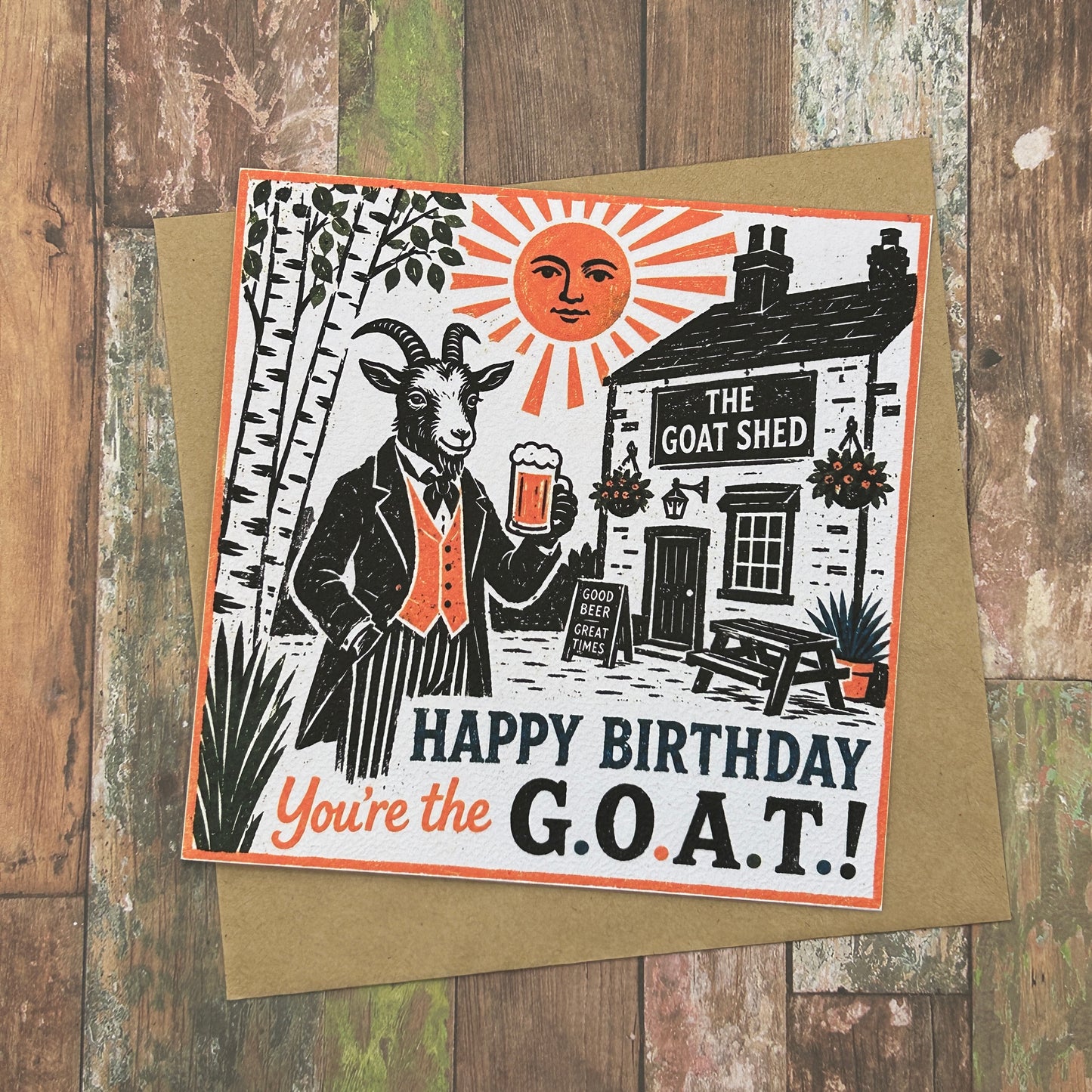 Cheers to the G.O.A.T Happy Birthday Card