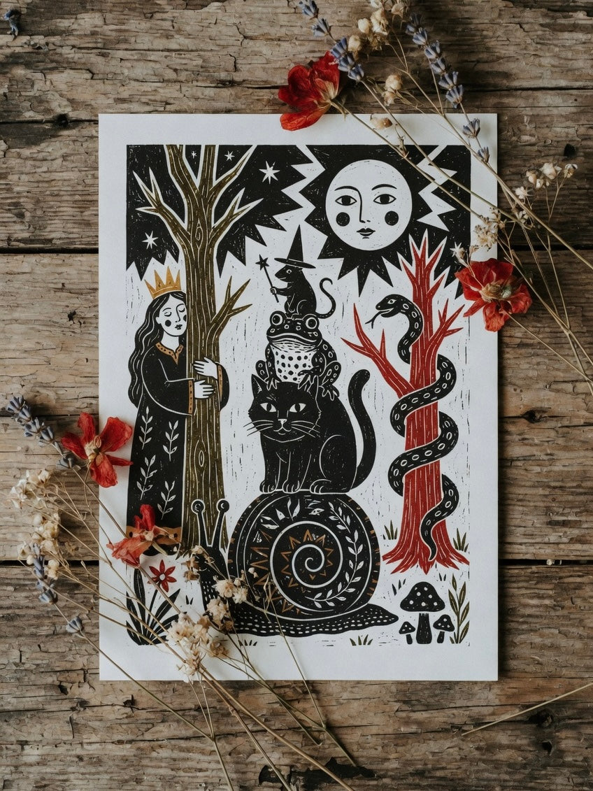 Moonlit forest Queen A4 Print