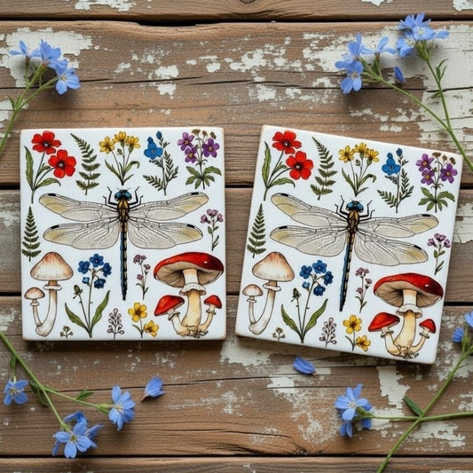 Meadow Dragonfly Natural Stone Coasters