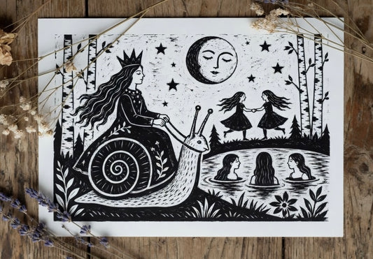 Forest Queen and Snail A4 Print