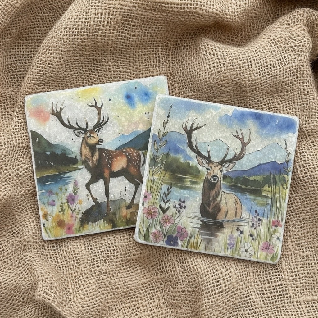2 Mountain Stag Coasters