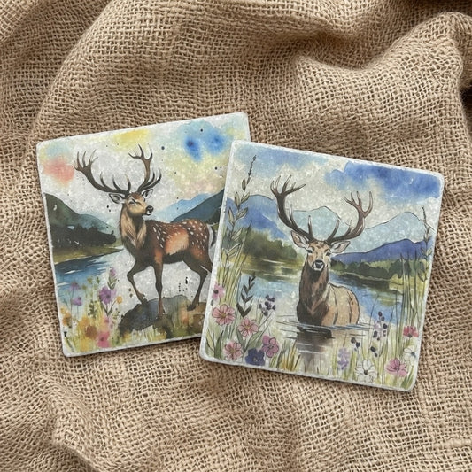 2 Mountain Stag Coasters