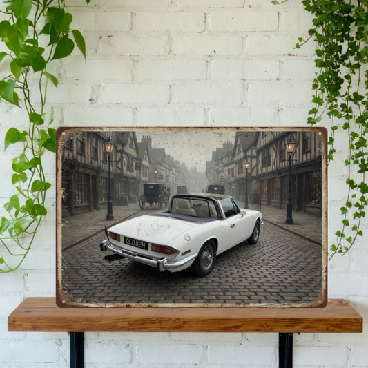 Your car on a Victorian British High Street, landscape Tin Sign