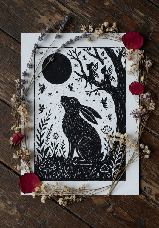 Hare & Moon A4 Print