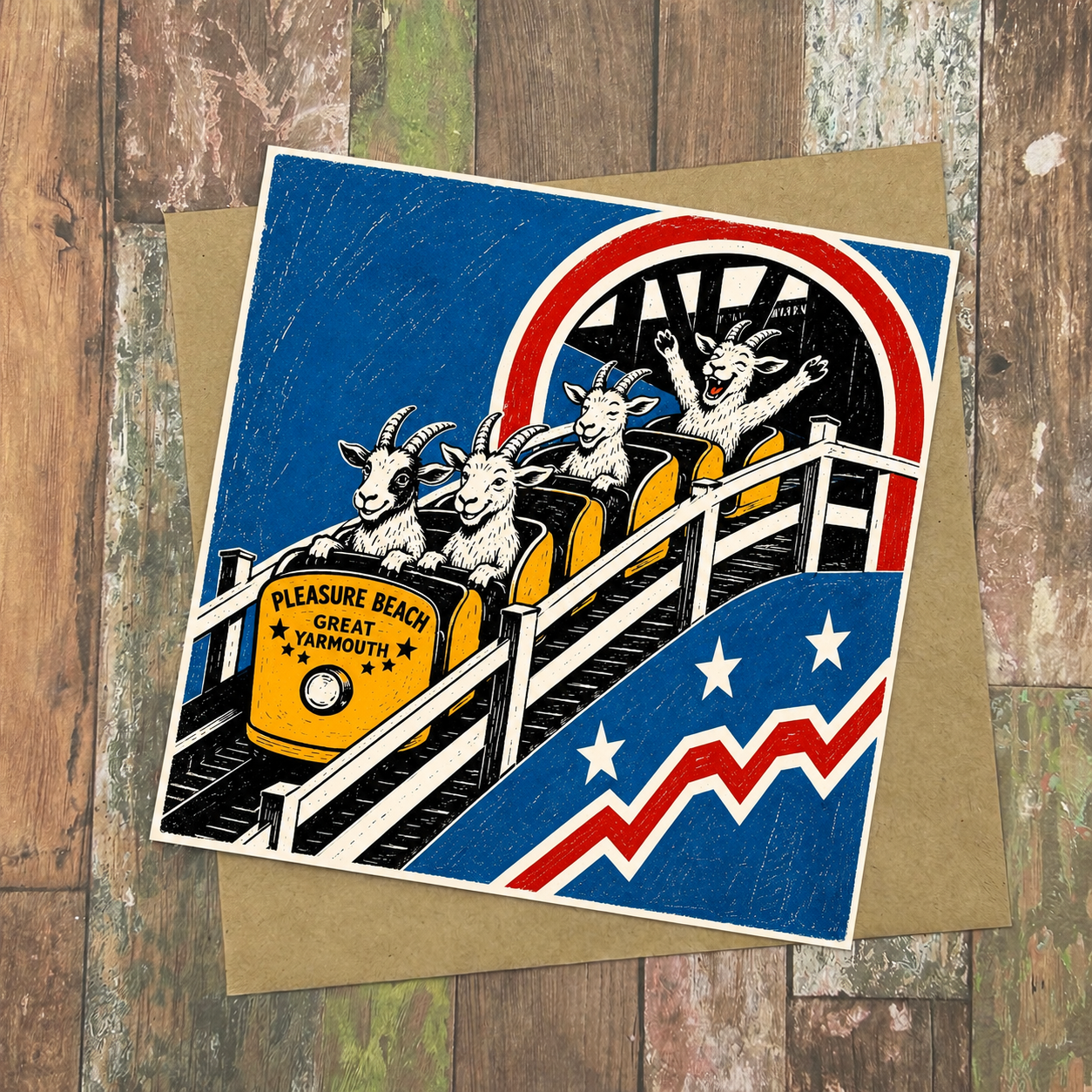 Goats at Pleasure Beach Greeting Card